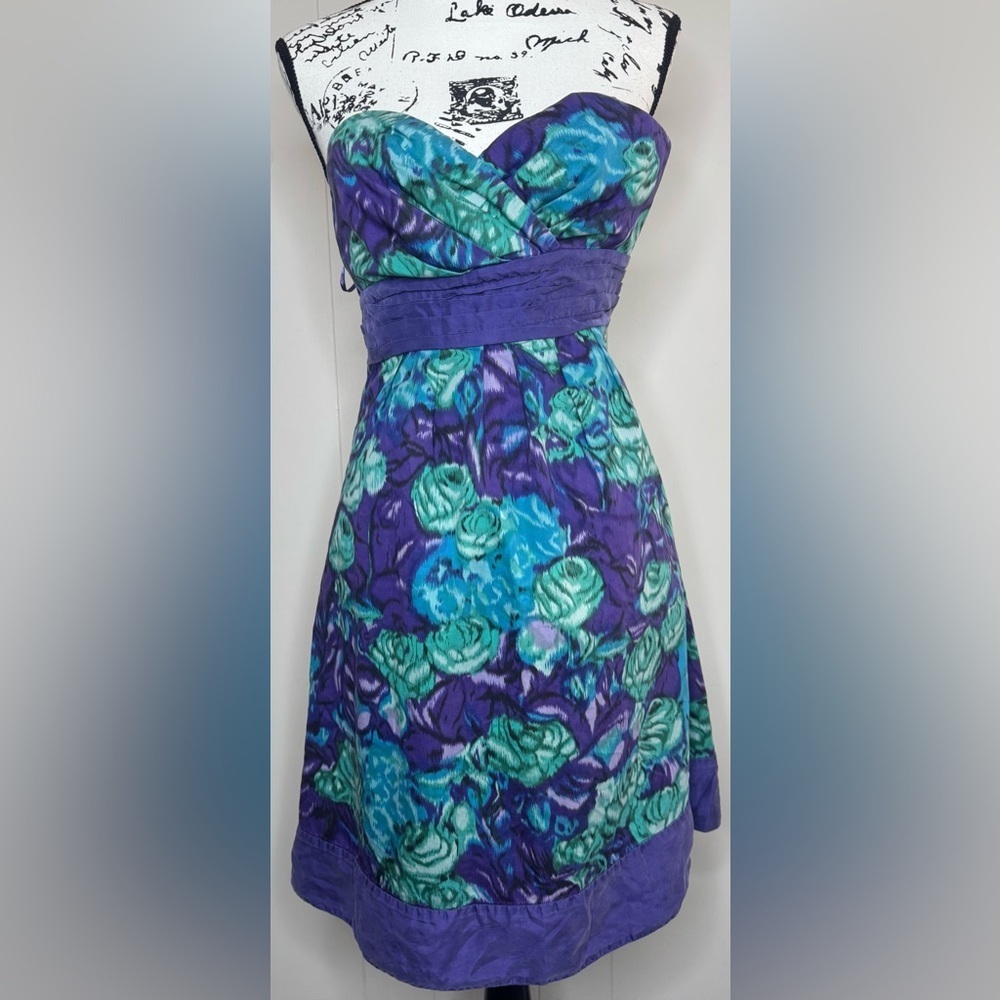 Moulinette Soeurs Strapless Sweetheart Lined Floral Cocktail Dress Size 0